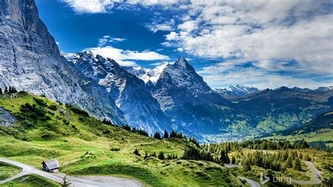 Grosse Scheidegg Switzerland Mountains Scenery Sky Grasslands