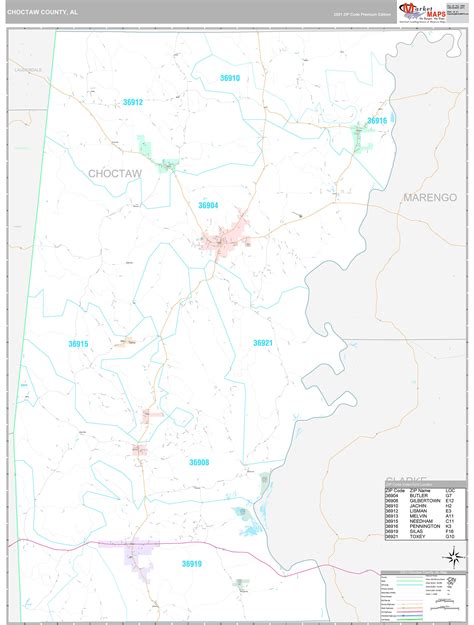 Choctaw County Al Wall Map Premium Style By Marketmaps Mapsales