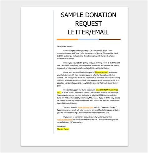 donation request letter template messages examples