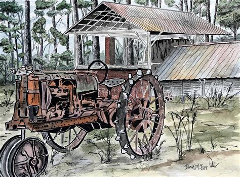 Antique Farm Tractor Painting By Derek Mccrea Fine Art America