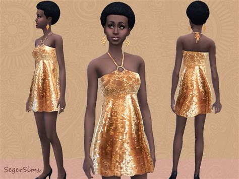 The Sims Resource Golden Sequin Dress