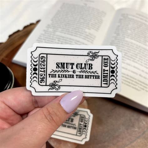 Smut Club Vintage Ticket Bookish Kindle Sticker Smut Slut Book Club Spicy Book Lover Merch