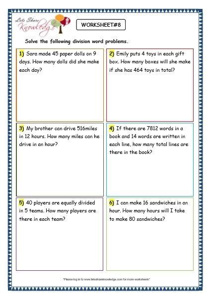 Below is the link to 2nd grade math page, where you can print all the content for 2nd grade math. Teach child how to read: Printable 3rd Grade Math Worksheets Division Word Problems