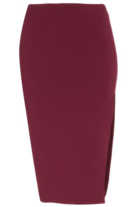 Lyst Topshop Textured Split Pencil Skirt In Purple