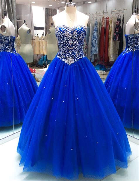 Royal Blue Quinceanera Dresses Ball Gown For 15 Years Crystals Beaded