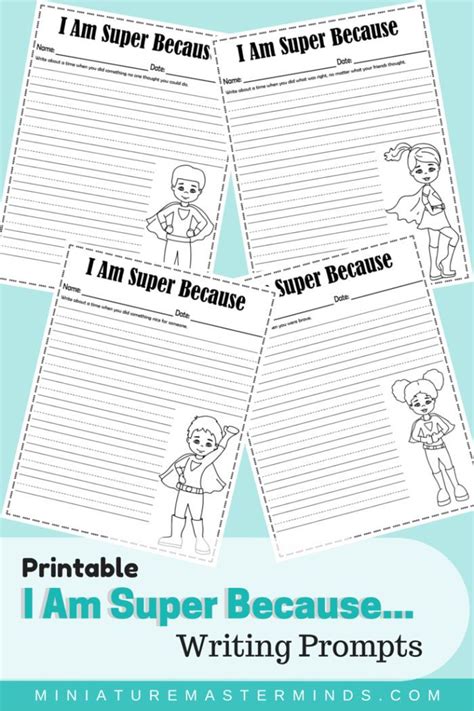 Printable I Am Super Because Writing Prompts Writing Prompts Super