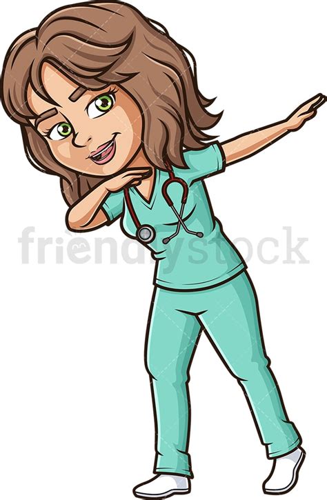 dabbing nurse cartoon vector clipart friendlystock