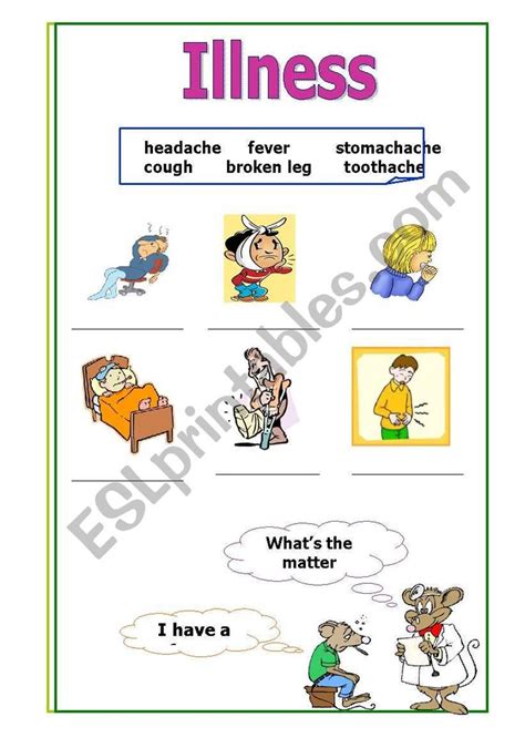 Illness Esl Worksheet By Omiimo Worksheets For Kids English