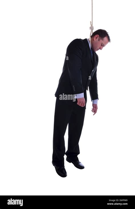 Image Of A Hanged Businessman Isolated On White Stock Photo Alamy