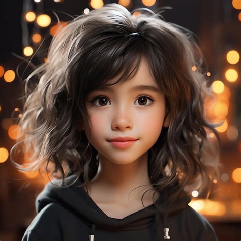 Premium Ai Image Young Girl With Cute Hair In The Style Of Realistic