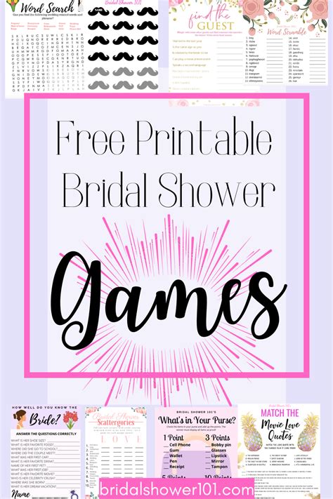 Free Printable Bridal Shower Games Printable Bridal Shower Games Fun Bridal Shower Games
