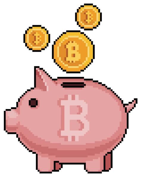 Pixel Art Bitcoin Piggy Bank Vector Icon For 8bit Game On White