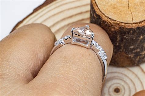 Trillion Cut Morganite Engagement Ring 14k Solid Gold Wedding Etsy