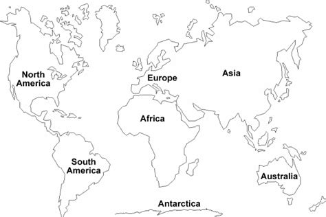 Mapa De Los Continentes Blanco Y Negro Para Imprimir Mapamundi De 5 Y