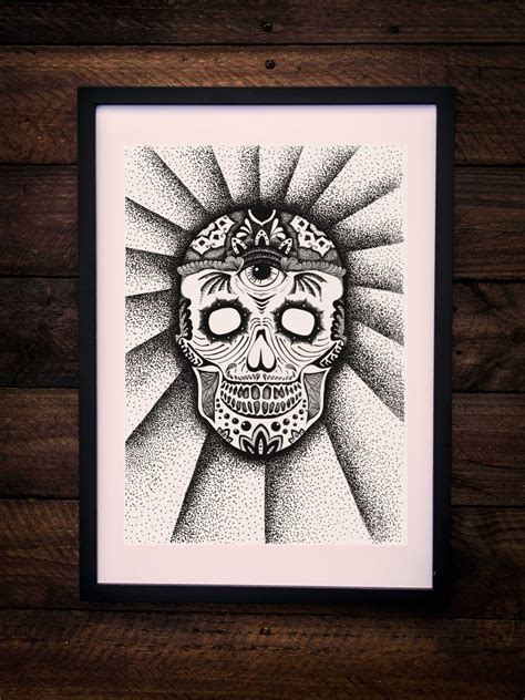 A4 Print 3rd Eye Skull Unframed By Artofzig On Etsy