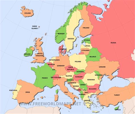 Map Of Europe Countries Labeled A Map Of Europe Countries