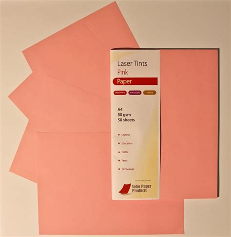 Laser Tints Pink Paper A4 80gsm Soho Paper