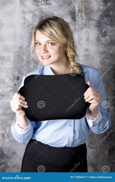 Young Woman Holding A Sign Stock Image Image Of Concepts 77964677