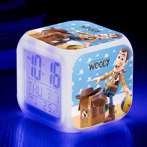 Toy Story 4 Buzz Lightyear Woody Jessie Alarm Clocks Glowing Led Color