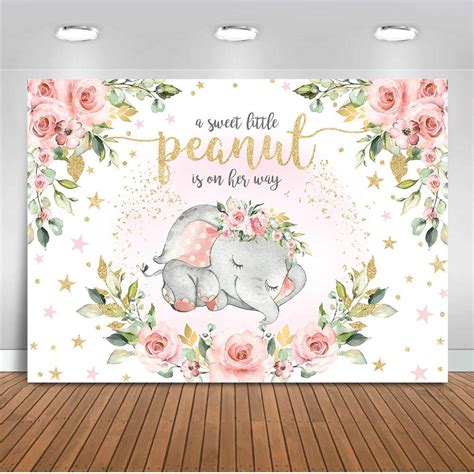 Buy Moca Elephant Baby Shower Backdrop For Girl Pink Floral Sweet