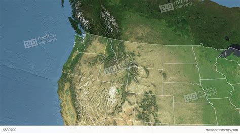 Washington State Usa Extruded Satellite Map Stock