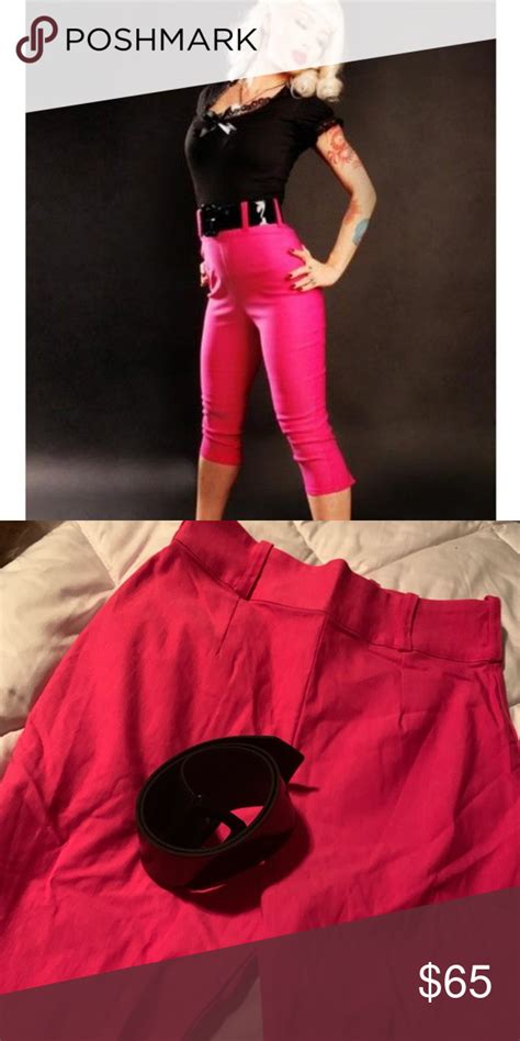 Deadly Dames Capri Pants In Hot Pink Pinup Couture Capri Pants Hot Pink