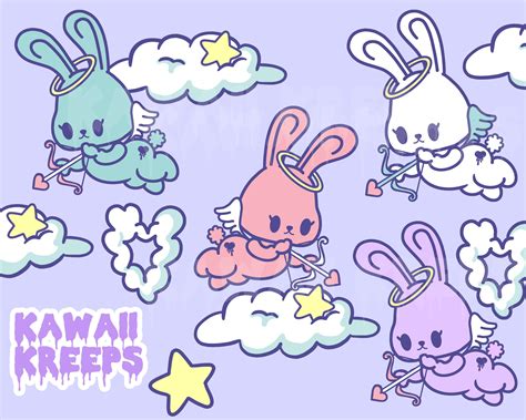 Emo Angel Bunny Pastel Goth Clipart Png Files Digital Download Etsy