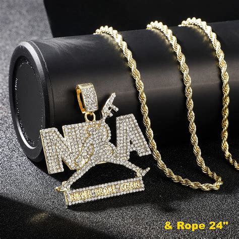 Iced Out Nba Youngboy Pendant Chains For Men Silver Gold Never Broke