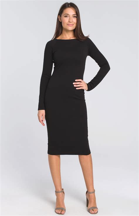 black stretch bodycon dress