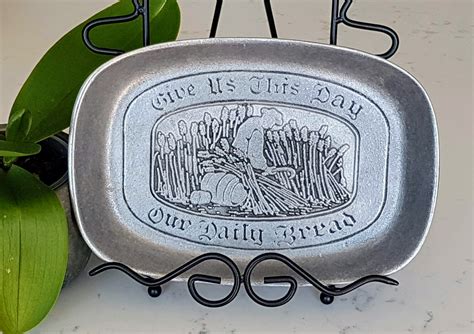 vintage wilton s pewter tray give us this day our etsy