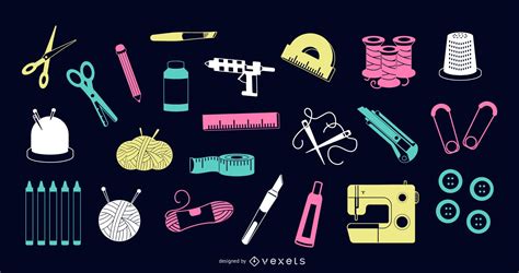 Crafting Supplies Silhouette Set - Vector Download