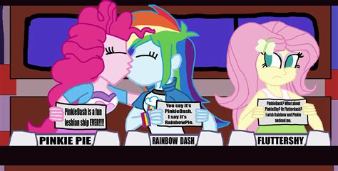 Pinkie Pie And Fluttershy Kiss