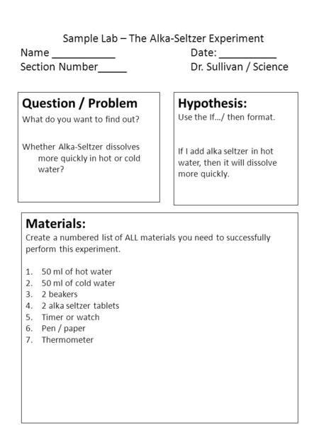 Science Fair Hypothesis Worksheet