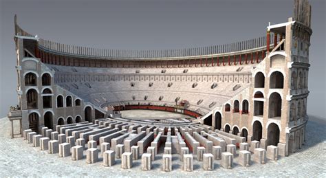 Colosseum Rome 1st Century 3d Scene Mozaik Digital Education And