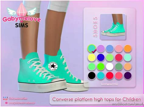 Converse Platform High Top Sneakers For Children Sims 4 Shoes Mod
