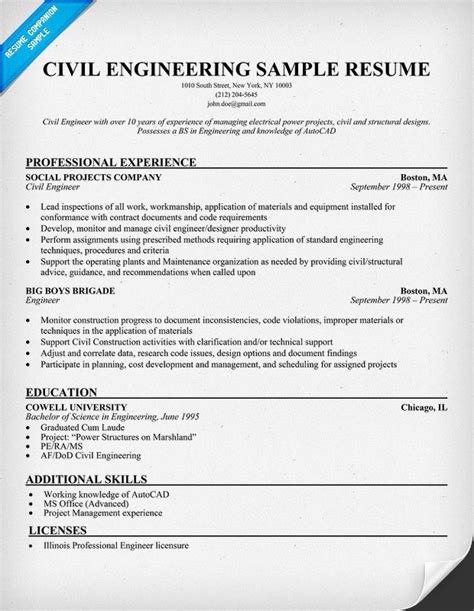 Write a standout resume for civil engineering jobs, with tips and it's not hard to write a great resume for civil engineering jobs. Civil Engineer Resume | Template Business