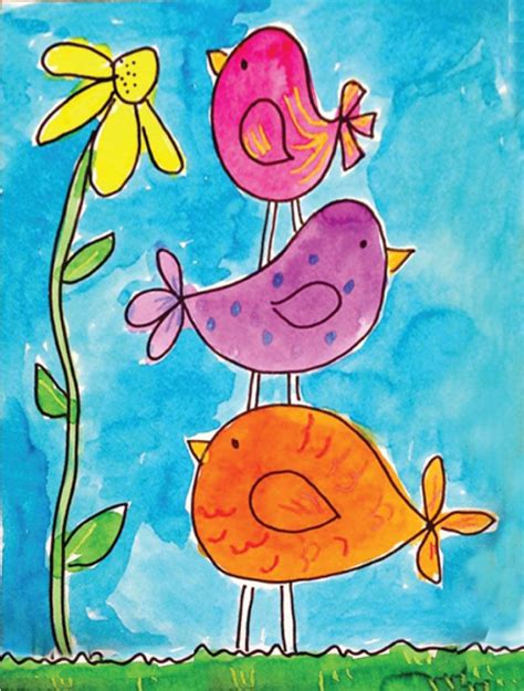 Draw Simple Birds · Art Projects For Kids Spring Art Projects Kids