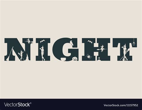 Night Word And Silhouettes On Them Royalty Free Vector Image