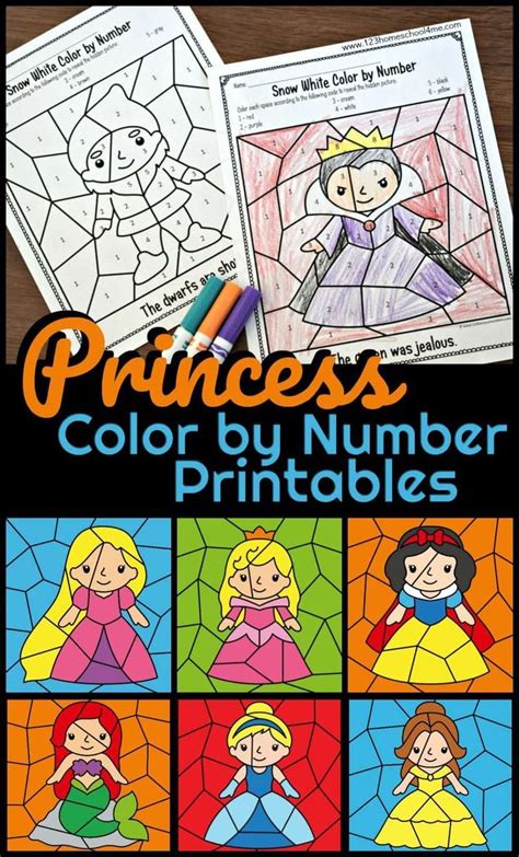 Disney Princess Color By Number Printables