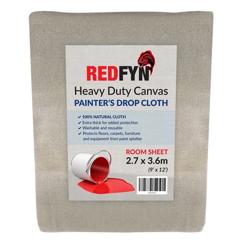 Redfyn Heavy Duty Painters Canvas Drop Cloth 12′ X 9′ 36m X 27m