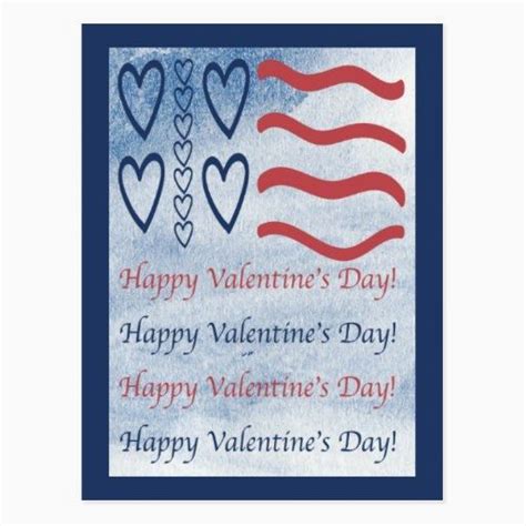 Us Patriotic Blue Sky Happy Valentines Day Postcard Happy Valentine