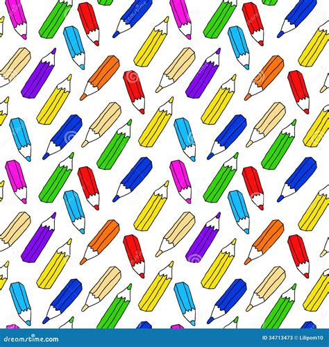 Seamless Pattern Of Many Colored Pencils Stock Photos Image 34713473