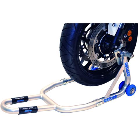 These are nothing but a frame which has 2 roller on which the rear wheel of the motorcycle can be placed such that the rear wheel can freely rotate. Oxford Premium Motorcycle Front Paddock Stand - Oxford ...