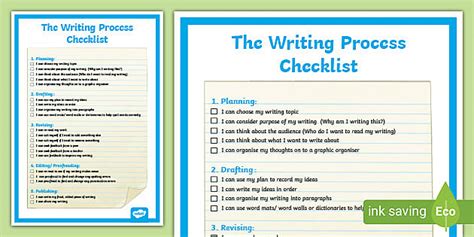 The Writing Process Handout Checklist Resource Twinkl
