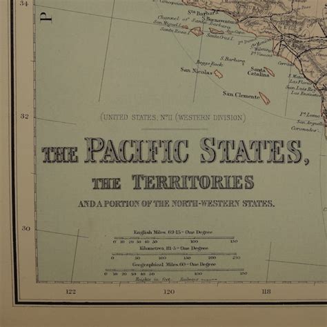 Old Map Of West Coast Etsy