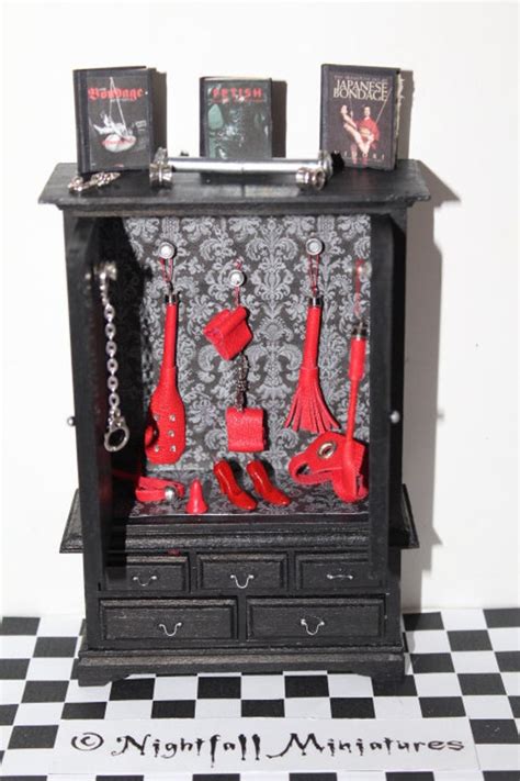 Adult Dollhouse Miniature Bdsm Bondage Fetish Cabinet With Sex