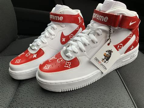 I used paint and was inspired from drew. CUSTOM RED LV X AIR FORCE 1 MID - Derivation Customs ...