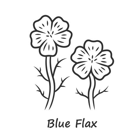 Blue Flax Plant Linear Icon Thin Line Illustration Linen Wild Flower