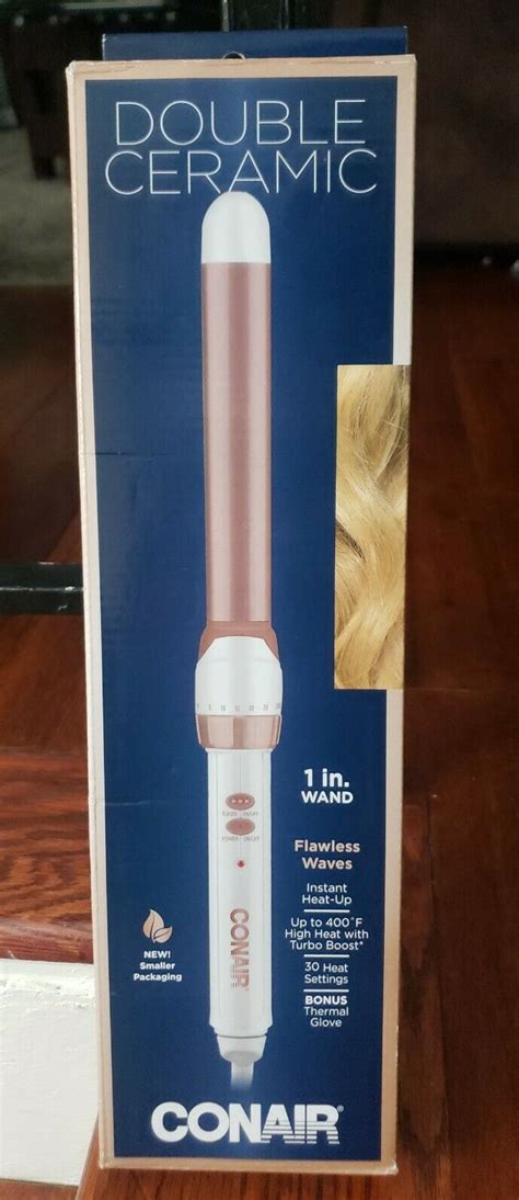 Conair Double Ceramic Curling Wand 1 Inch 1 White Rose Gold Waves