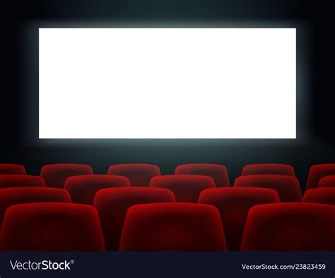 Cinema Hall With White Blank Screen And Red Rows Vector Image